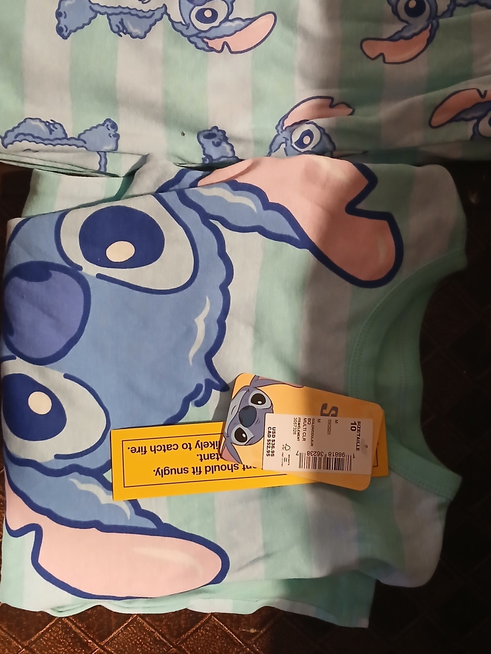 Disney Mint Green Blue Pink Stitch Kids Pajama Set